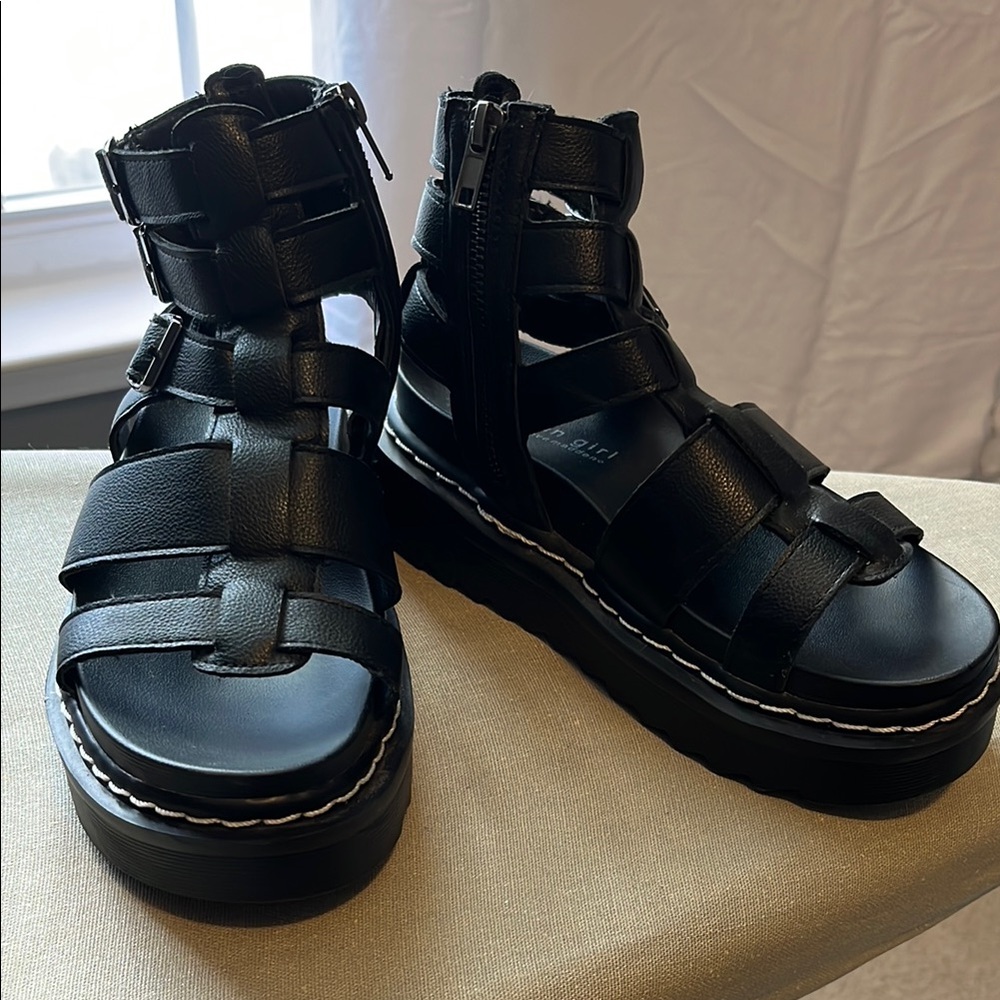 Madden Girl Black Platform Gladiator Sandals